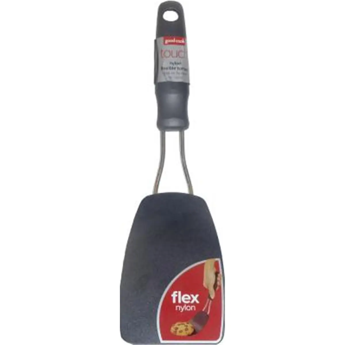 Good Cook 20440 Touch Cooking Turner Flat Spatula, Flexible Nylon Head, Heat Safe to 375°F, Heat Resistant, 0.3125 lbs, 3.75" W x 11.8" L x 2.5" D Kitchen Utensil with Handle