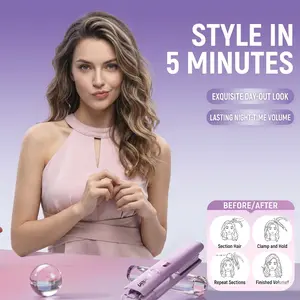 Hair Straightener, Pumped-Up Volume, Adjustable Temp, 360 ° Tail Rotation, Lasting Volume, Dual Voltage (100-240V), Volumizing Hair Iron, Purple, Multifunctional Styler