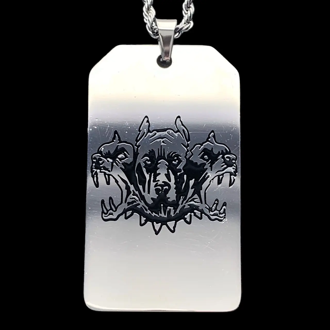 CITY MORGUE Black Toe Tag Necklace 2" Mirror Polished Stainless Steel ZillaKami SosMula Pendant with Black Enamel Laser Cut Design Choice of Chain Free Gift Included