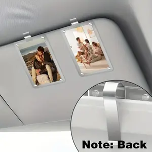 2 Pack Acrylic Magnetic Car Photo Clips, Car Accessories, Sun Visor Clip Frame, Fits Single Photos, Home Decor