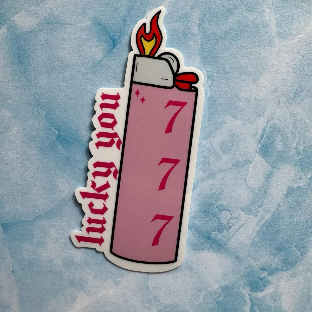 lucky you 777 lighter pink lighter sticker