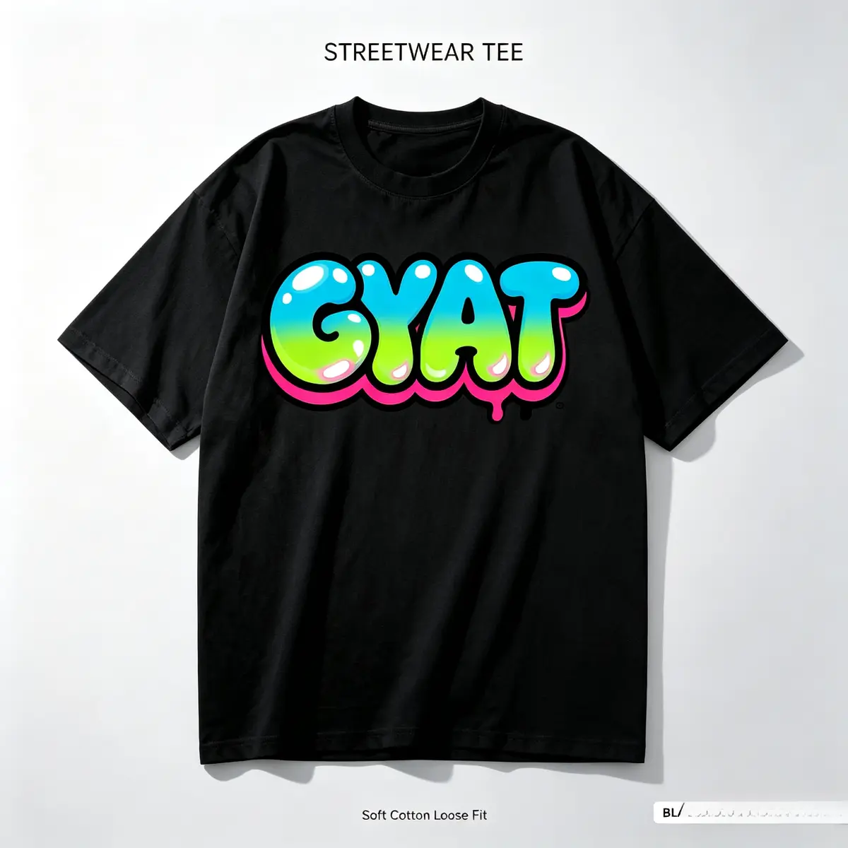 GYAT Dripping Bubble Oversized T-Shirt, 180G 100% Cotton DTF Print Unisex Y2K Streetwear Tee, 2 Colors