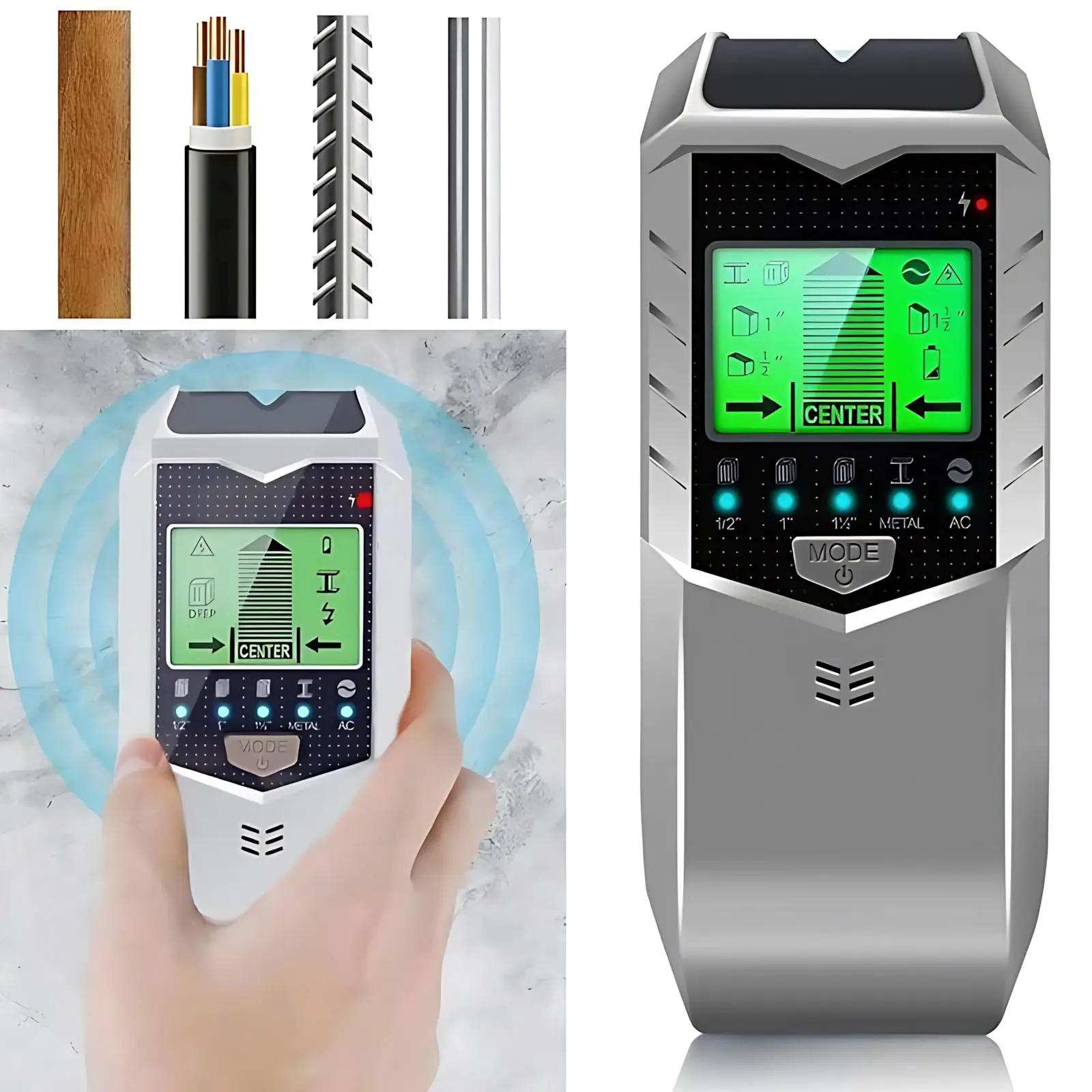 5 in 1 Wall Scanner Detector, Screw Locator, LCD Display Screw & Metallic & Wooden Stud Finder, Professional Measuring Tool for Home Decor & DIY Project, Perfect for Safe Drilling, Wall Mapping, Home Renovation, DIY Upgrades, Accurate Stud Detection