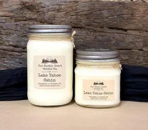 Our Rustic Heart Candle Co. Lake Tahoe Mason Jar Candle - Handmade in Truckee, CA - Custom Blended Scent Infusion - Non-Toxic Room Freshener