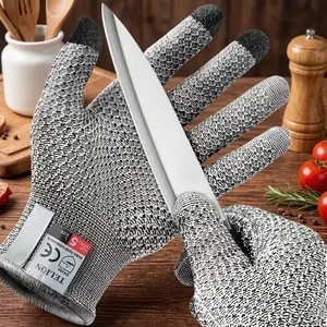 3-Pair Pack of Level 5 Cut-Resistant Touchscreen Gloves with Pineapple Pattern, Glass Kitchen, Food Grade, Slaughtering and Fish Killing Cut-Resistant Gloves