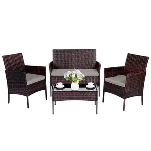 ZOPATICO Outdoor Patio Set Rattan Sofa  4-Piece with Chairs & Grey Cushions & Tables for Backyard Swimming Pool Garden Home Design Lounge Furniture Outdoor Furniture, Rattan Chairs, Patio Furniture