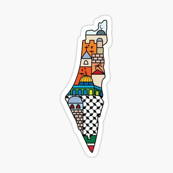 Glossy Water Resistant Palestine Map Sticker, kuffiyeh Map Sticker. Durable