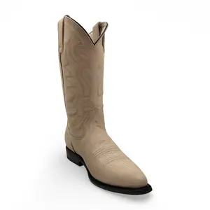 Men's Leather J Toe Cowboy Western Boots, Beige