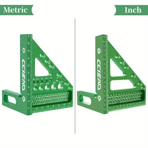 3D Multi Angle Triangle Ruler with Positioning Pin, Metric & Imperial 22.5-90°, Ideal for Woodworking, Construction, DIY Crafts, Woodworking Square Protractor