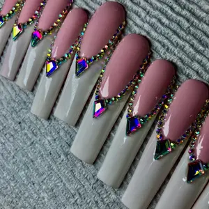 3XL Deep Handmade French Tip White and Nude Durable Nail Art Cosmetic by PixyPressOnEssentials Pllc