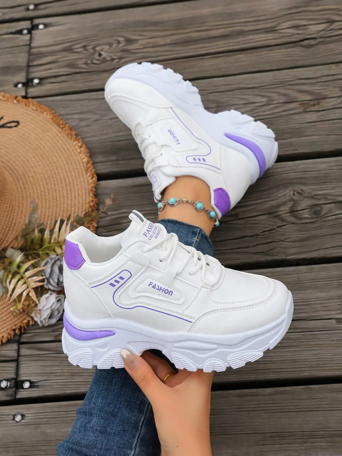 Colorblock Thick Sole Dad Shoes, Women's Lace-Up Casual Sports Shoes, Versatile Soft Bottom Sneakers, Thick Soled Sneakers, Casual Walking Sneakers