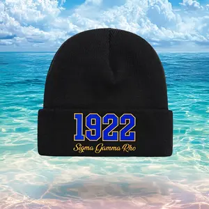 S&T Sigma Gamma Rho Sisterhood Knitted Hat with 1922 Greek Letters and Logo - Unisex Winter Style, HBCU Greek Life, Fraternity Accessories, Machine Washable Casual Greek Letters Hoodie Accessories