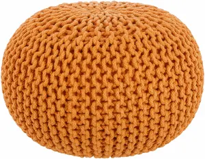 Morimondo Orange Knitted Cotton Pouf Morimondo Orange Knitted Cotton Pouf