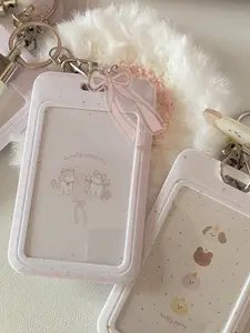 Cute Cat Slide Cover Card Holder, Kawaii ID Card Protector, ID Badge Holder, School Bus Card Storage Case, Star Idol Fan Merchandise