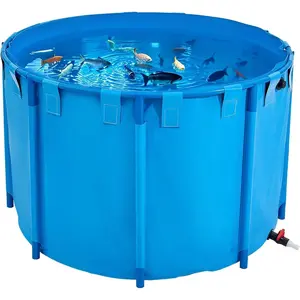 VEVOR Canvas Fish Pond, 126.8 Gal Above Ground Fish Pond, Foldable PVC Koi Tank, Rectangular Goldfish Tank with Stable Frame and Drain Valve, for Aquaculture, Koi Breeding, and Irrigation (Black)VEVOR Super Brand Day