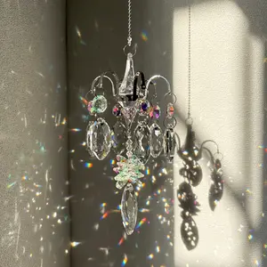 Crystal Sun Catcher for Window, Hanging Prism Rainbow Maker, Outdoor Garden Suncatcher Decor, Indoor Refracting Light Catcher, Wind Chime Crystal Ornament Gift