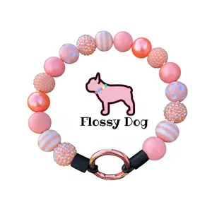 Sweet Peach Beaded Dog Collar | Custom Coral Bead Collar | Durable Dog Necklace | Pearl Dog Jewelry | Designer Pet Accessories