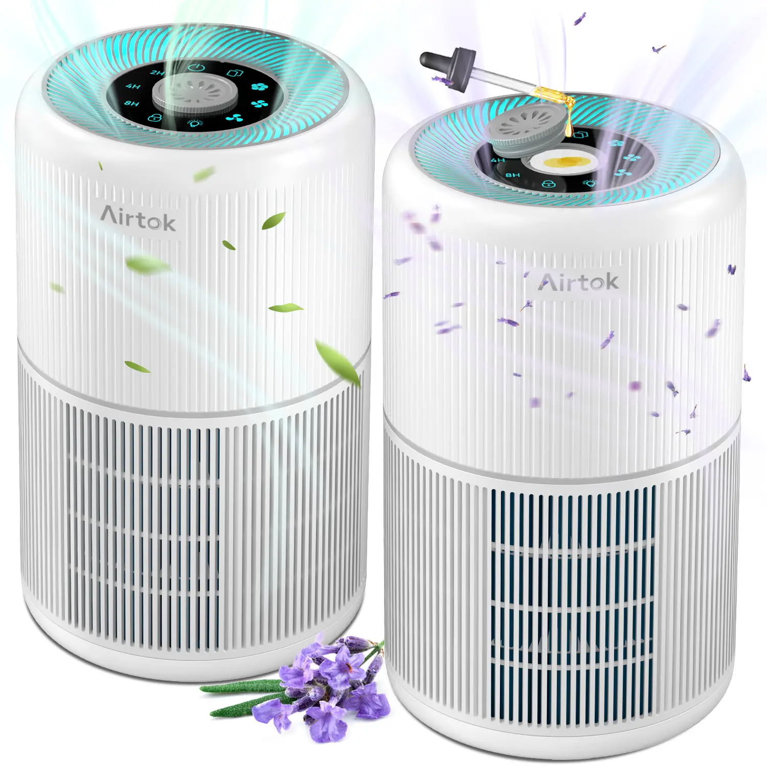 2 Pack Air Purifier for Home Bedroom with H13 True HEPA Filter for Smoke, Smokers, Dust, Odors, Pollen, Pet Dander | Quiet 99.9% Removal to 0.1 Micron