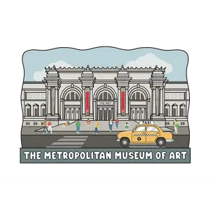 The Met Museum - 3D Wooden Souvenir Magnet Custom New York City Design Iconic Facade & NYC Taxi Eco-friendly Sustainable Wood Gift
