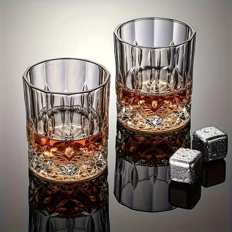 2pcs/4pcs/6pcs 250ml/320m crystal glass, Crystal glassware, drinking glasses, whiskey glasses, cocktail glass, brandy glass and rum glass are suitable for family dinners, parties, bars, restaurants and hotels, Whiskey Glass Set