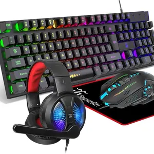 Gaming Keyboard Mouse Combo with Headphones Mouse Pad for PC Xbox PS4 Gamers Enhanced Performance Immersive Audio Smooth Surface