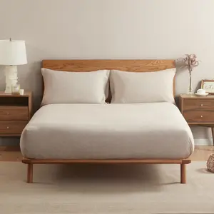 DAPU 100% French Linen Fitted Sheet Mattress Cover (1 Piece, Only Fitted Sheet) with 16 Inch Deep Pocket, Pure Natural French Flax from Normandy, Ultra Soft, Breathable and Durable