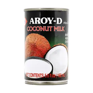 AROY-D 100% Natural Coconut Milk 165ml - Sugar-Free Thai Cream for Desserts, Boba, Thai Cooking & Beverages