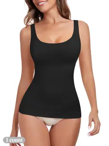 Women's Scoop Neck Shapewear Tank Top, Tummy Control Seamless Sleeveless Solid Color Shapewear Top, Ladies Shapewear for All Seasons