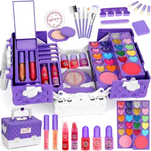 Girls' Washable Makeup Palette Set, Water-Washable Makeup Kit, Perfect Gift for Girls over 3 Years Old, Birthday & Christmas Present