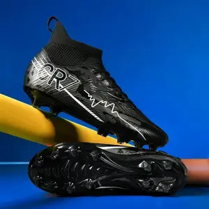 Men's Professional Soccer Shoes, High-top AG Cleats, Non-slip TPU Sole, Breathable Fabric, Fabric Lining and Insole, Suitable for Outdoor Training Sports Soccer Shoes