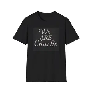 We ARE Charlie Faint Flag Unisex Softstyle T-Shirt, Supportive Tee, Black Graphic Shirt, Casual Wear, Gift for Activists, Everyday Comfort