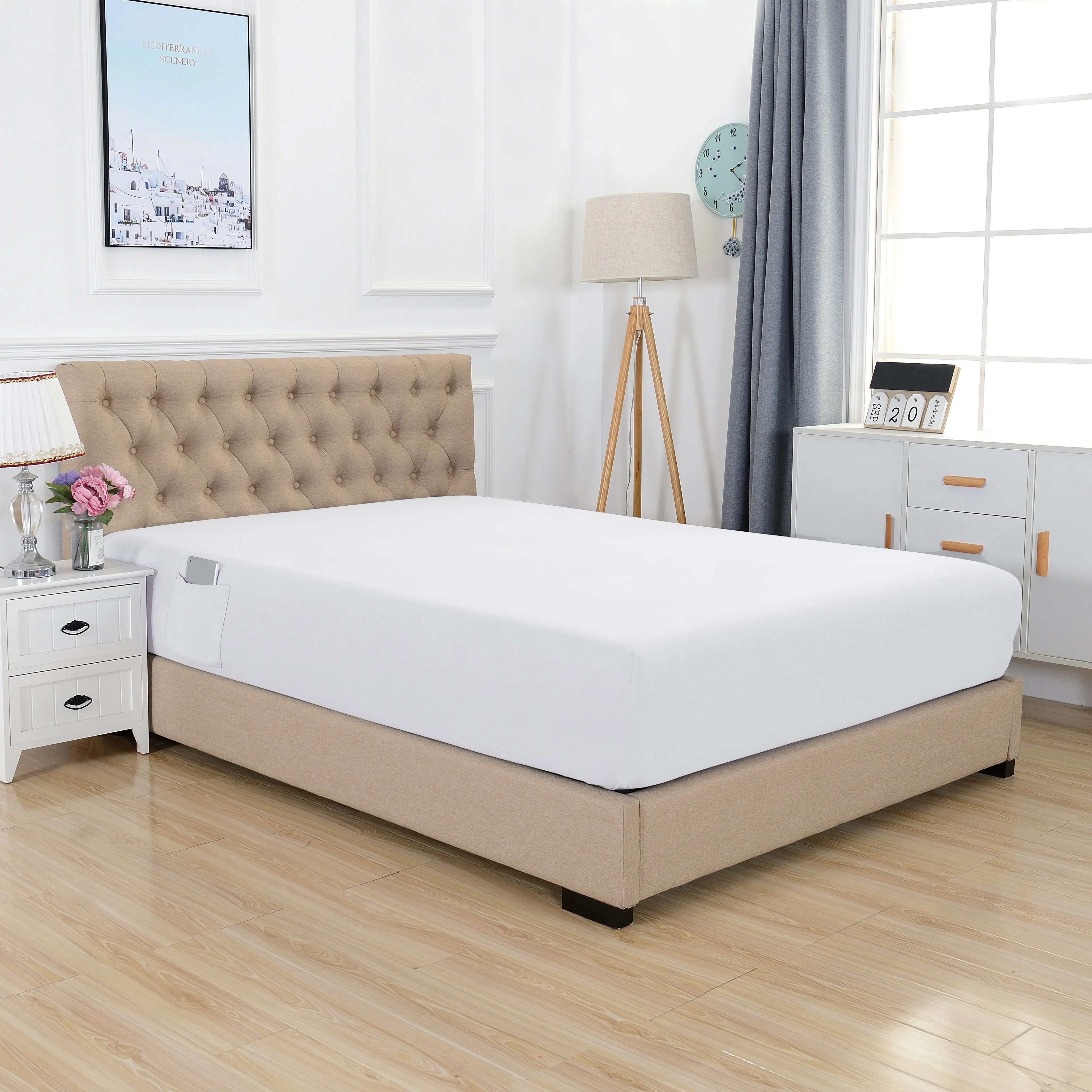 Mocassi 1-Piece Smart-Pocket Fitted Sheet for High Mattresses, 18-21in Deep, 1800 Thread Count Vibrant Hotel Bedding, Breathable Wrinkle-Resistant (California King Option Available)