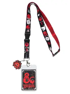 Dungeons and Dragons Lanyard ID Badge Holder Breakaway Keychain Lanyard w/ Beholder Rubber Pendant