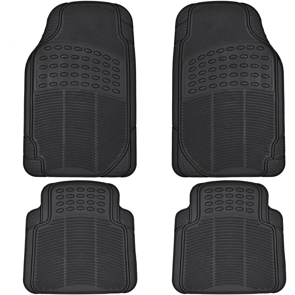 BDK Floor Mats 4-Piece All-Weather Car Mat with Universal Fit Design, Durable Rubber, Waterproof for Cars, Trucks, SUVs (Black) - Interior