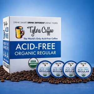 Tyler's Coffee Regular Single Serve Cups (16 ct.) - Acid-Free, Organic, Drinkware with Lid