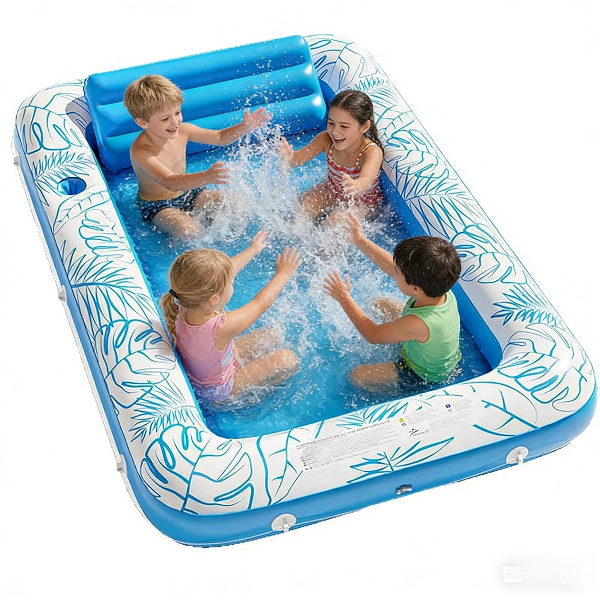Inflatable Pool Large Full-Sized Family Swimming Pool Backyard Outdoor Summer Water Fun Thickened Durable Anti-Leak Material Easy Inflate Foldable Storage Perfect for Backyard Garden and Family Water Fun All Season Long