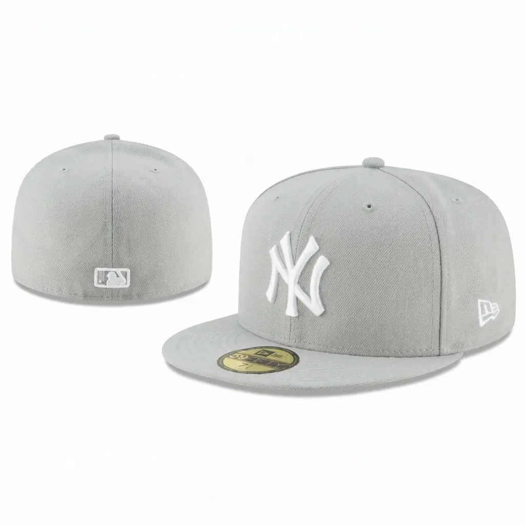 Classic NY Embroidered Fitted Baseball Hat – Blue Flat Brim Cap for Streetwear and Daily Wear