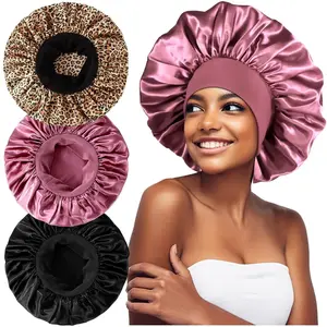 3PCS Extra Large Satin Bonnets for Sleeping, Hair Bonnets for Black Women Braids Curly Hair