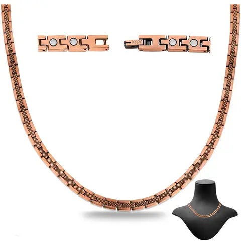 99% Solid Pure Copper Magnetic Necklace for Women - 1pc Adjustable Size Jewelry with Long Chain, Glossy Coating, Daily Wear & Sizing Tool Gift