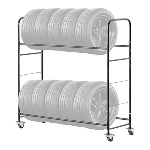 VEVOR Tire Storage Rack, 2-Shelf Tire Stand Holds up to 8 Standard Tires, Q195 Heavy-Duty Steel Tire Holder Carrier with Adjustable Height Protective Cover for Garage Workshop, 396LBS LoadingVEVOR Super Brand Day