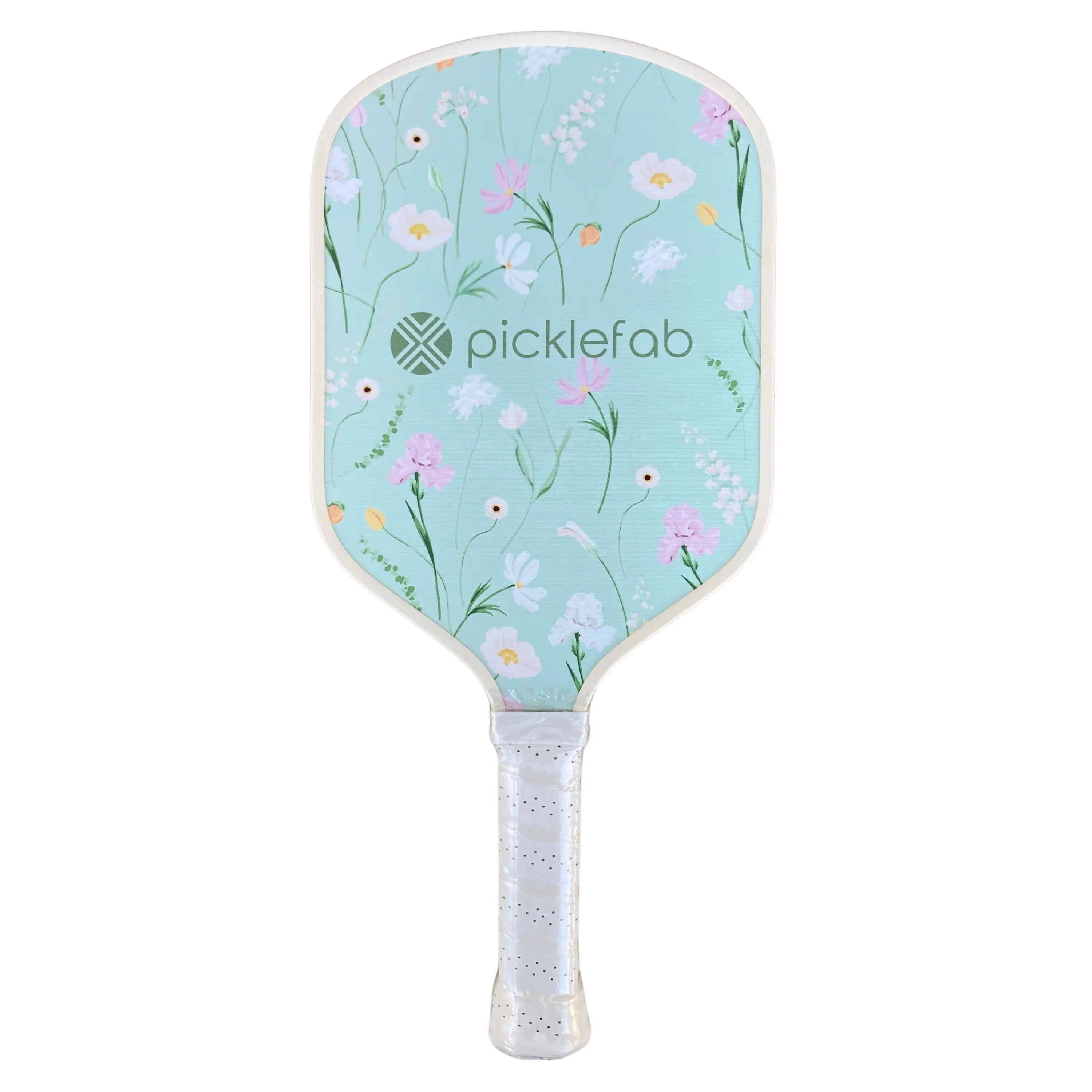 Picklefab Green Garden Fiberglass Pickleball Paddle for Women- Female Single Paddle with Smaller Grip - Girly Floral Textured Racket Surface - Lightweight 8oz 16mm Core 16.5" Length - Designer Pickleball Gifts for Ladies