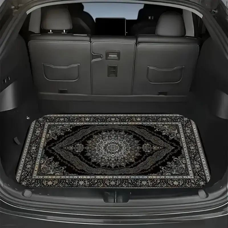 Universal Boho Pattern Trunk Mat, Soft Crystal Velvet Material, Fashion Design, Car Interior Accessories