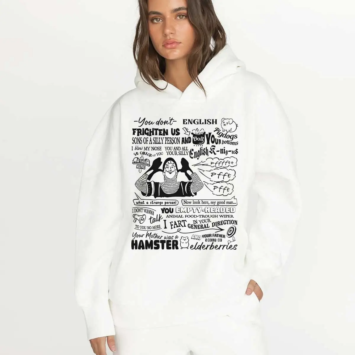 You Don’t Frighten Us You English Pig Dogs Go And Boil Shirt, Monty Python Funny Meme Movie Quotes Sweatshirt Hoodie