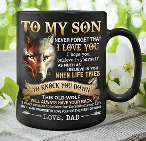Mug To My Son From Dad Never Forget That, Christmas Mugs Gift Wolf To My Son Coffee Mug, Dad gift
