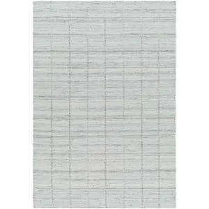 Nissa Light Gray Checkered Wool Rug