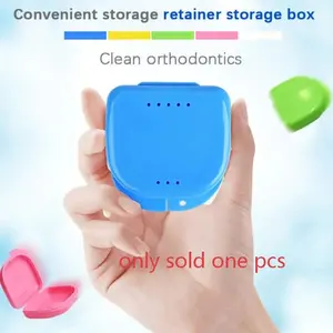 1pc Ventilated Retainer Box, Small Tooth Box for False Teeth, Orthodontic Retainer Case, Compact Dental Storage Container