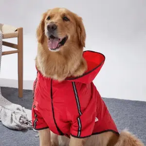Reflective Dog Raincoat with Adjustable Hood, Waterproof Pet Poncho for Medium & Large Dogs, Ideal Holiday Pet Gift