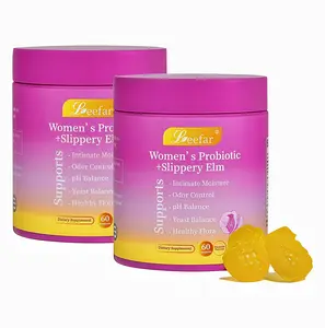 2 Botte LEEFAR Her Probiotics Gummies CS - All in One Solution with Slippery Elm and Prebiotics & Lactobacillus Probiotic Blend for Women's pH Balance and Dryness Hawaiian Pineapple Gummies Dietary Supplement