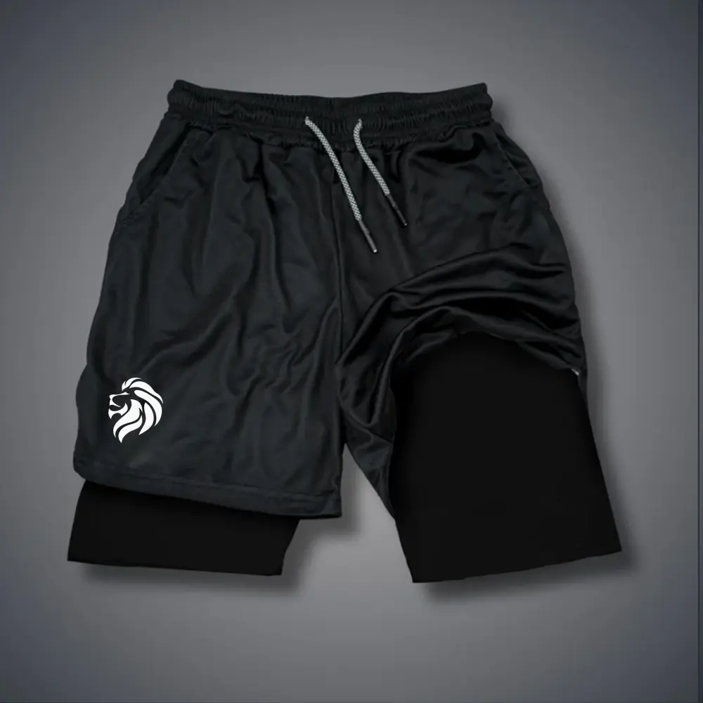 Shorts for Men, Streetwear Graphic Camo Polyester, Loose-Fitting Double-Layer Design for Outdoor Gym, Plus Size Breathable Fitness, Breathable Fitness Shorts, Anime Prints, Quick-Drying