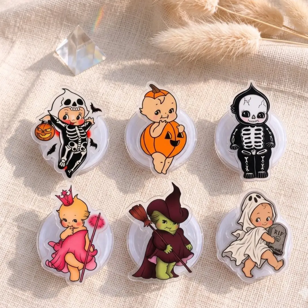 Vintage Character Cute Halloween Monster MagSafe Phone Grip, Spooky Cute Vampire Character Griptok, Retro Frankenstein Doll Phone Stand, Witch Wizard Character Accessory, Ghost Costume Fan Gift